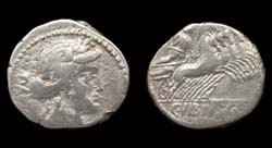 C. Vibius Pansa, Denarius, Apollo with Minerva reverse, Contemporary Imitation